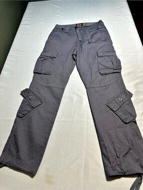 Matchstick Multi-Pocket Cargo Pants Gray Waist 29